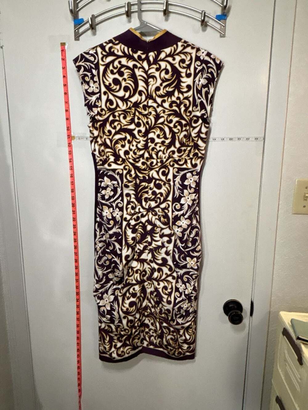 M2: Nicole Miller Collection Purple Scroll Floral Sheath Dress small - Picture 5 of 7